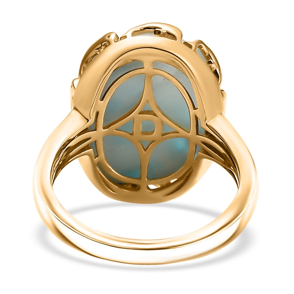D’Joy Larimar 14 ctw Tidal Crown Dreams Ring in 18K Vermeil Yellow Gold Over Sterling Silver (Size 7.0) image number 4