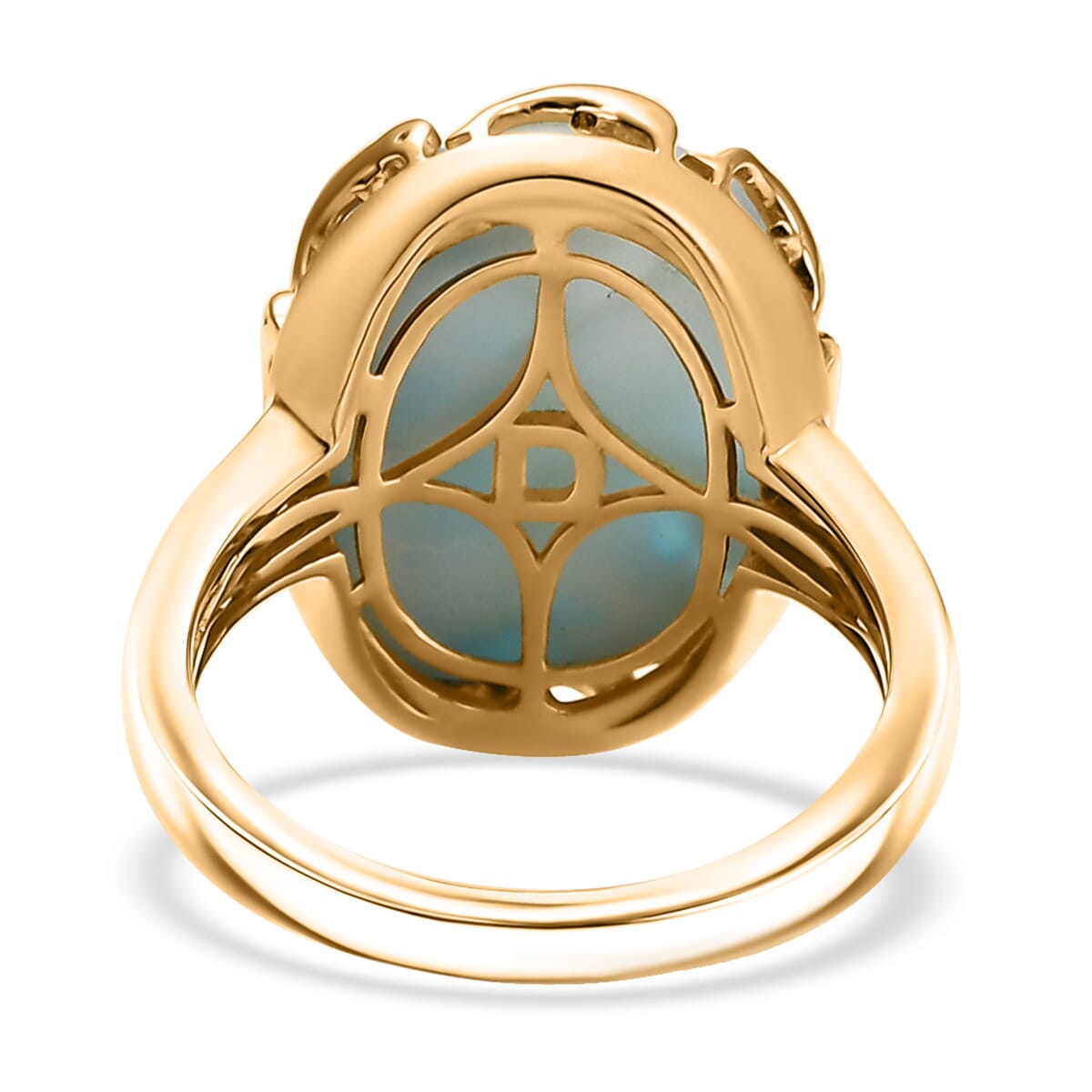 D’Joy Larimar 14 ctw Tidal Crown Dreams Ring in 18K Vermeil Yellow Gold Over Sterling Silver (Size 8.0) image number 4