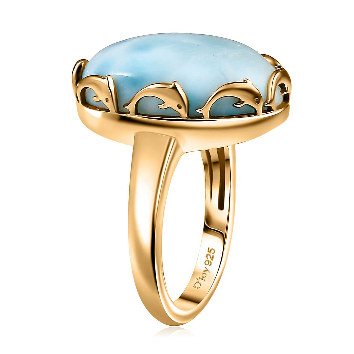 D'Joy Larimar 14 ctw Tidal Crown Dreams Ring in 18K Vermeil Yellow Gold Over Sterling Silver (Size 9.0) image number 3