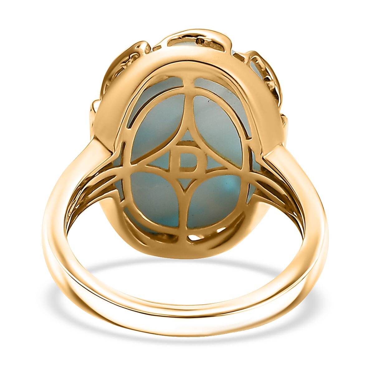 D'Joy Larimar 14 ctw Tidal Crown Dreams Ring in 18K Vermeil Yellow Gold Over Sterling Silver (Size 9.0) image number 4