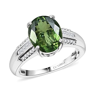 Luxoro 10K White Gold  AA   Malagasy Pine Apatite ,  White Diamond  I2 Main Stone With Side Stone Ring ,  Gold Wt. 3.22 g 3.72 ctw