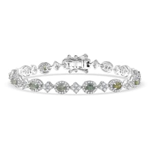 D’Joy Narsipatnam Alexandrite and White Zircon 5.25 ctw Mystic Flow Bracelet in Rhodium Over Sterling Silver (6.50 In)