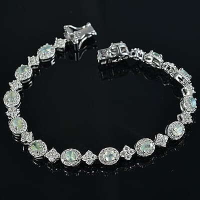 D'Joy Narsipatnam Alexandrite and White Zircon 5.25 ctw Mystic Flow Bracelet in Rhodium Over Sterling Silver (6.50 In)