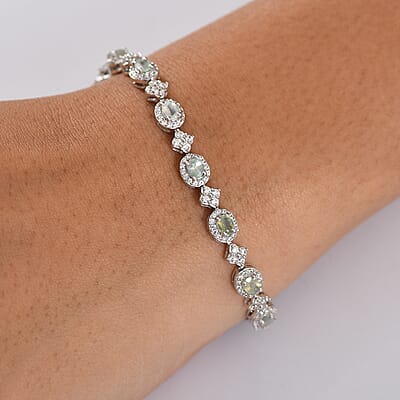 D'Joy Narsipatnam Alexandrite and White Zircon 5.25 ctw Mystic Flow Bracelet in Rhodium Over Sterling Silver (6.50 In)