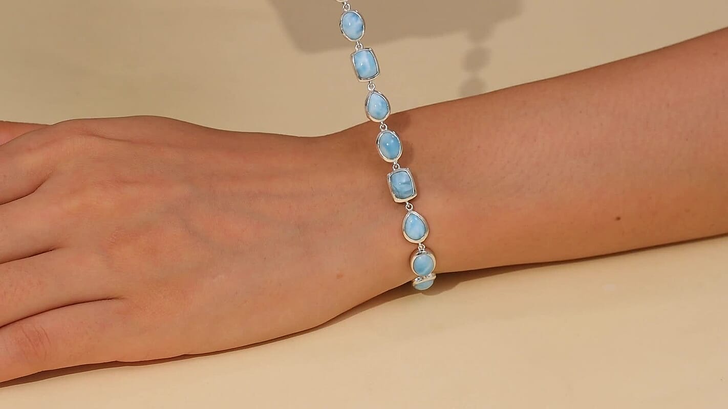 D’Joy Larimar, White Zircon Bracelet in Rhodium Over Sterling Silver (7.25 In) 22.35 ctw