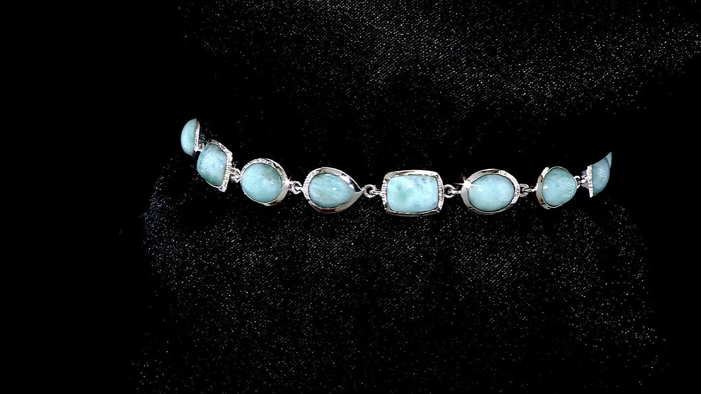 D’Joy Larimar, White Zircon Bracelet in Rhodium Over Sterling Silver (7.25 In) 22.35 ctw
