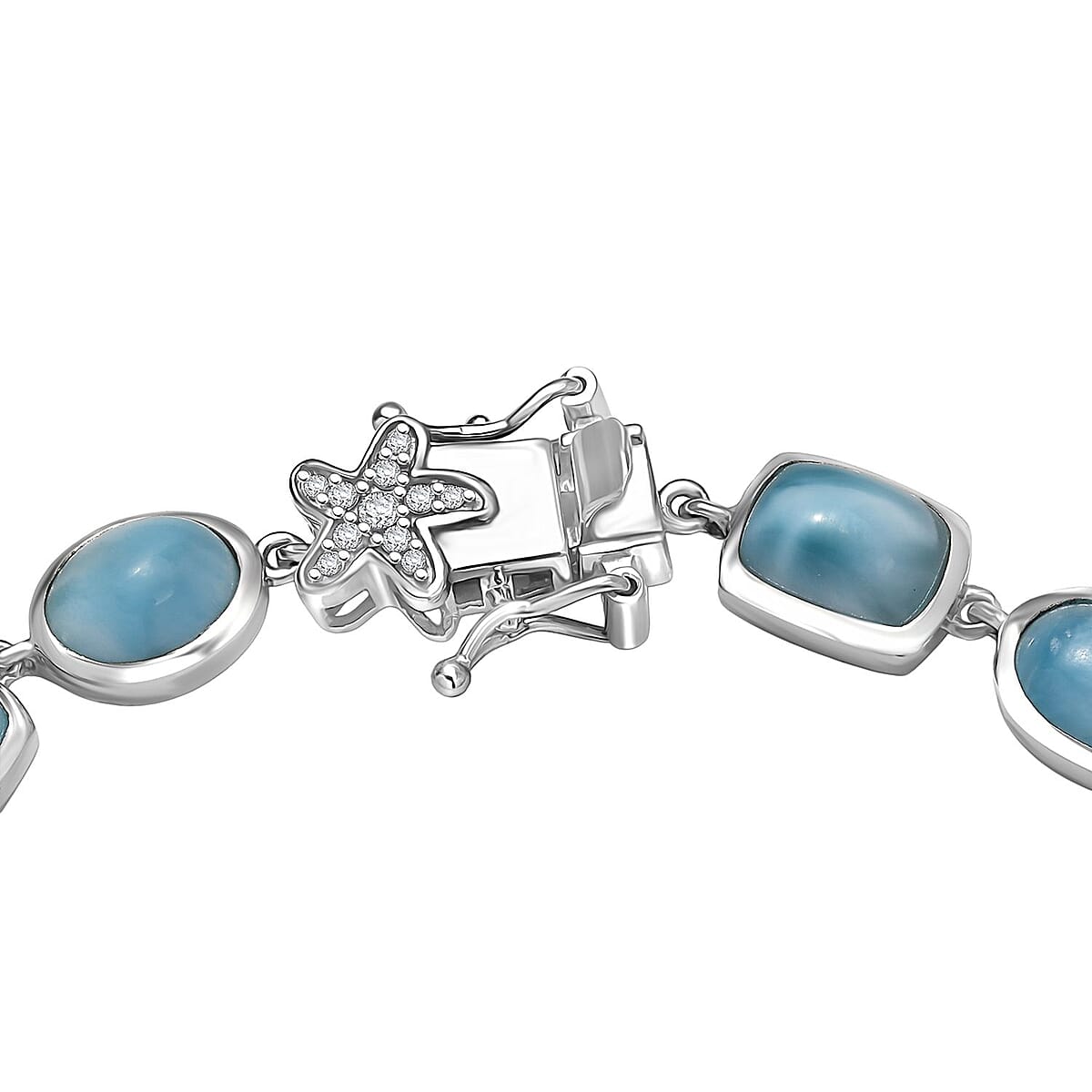 D’Joy Larimar, White Zircon Bracelet in Rhodium Over Sterling Silver (7.25 In) 22.35 ctw image number 3