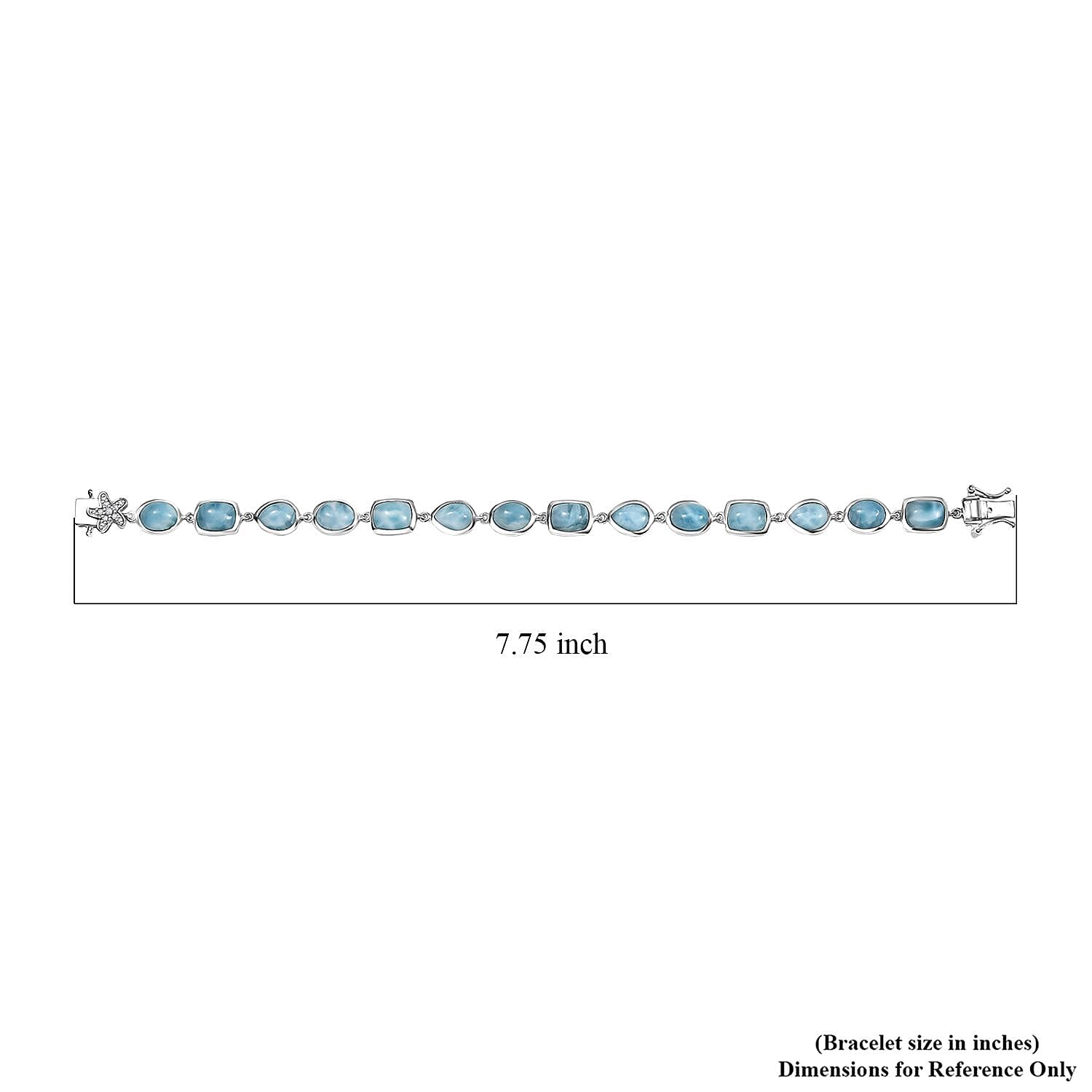 D'Joy Larimar and White Zircon 22.35 ctw Sea Star Embrace Bracelet in Rhodium Over Sterling Silver (7.25 In)