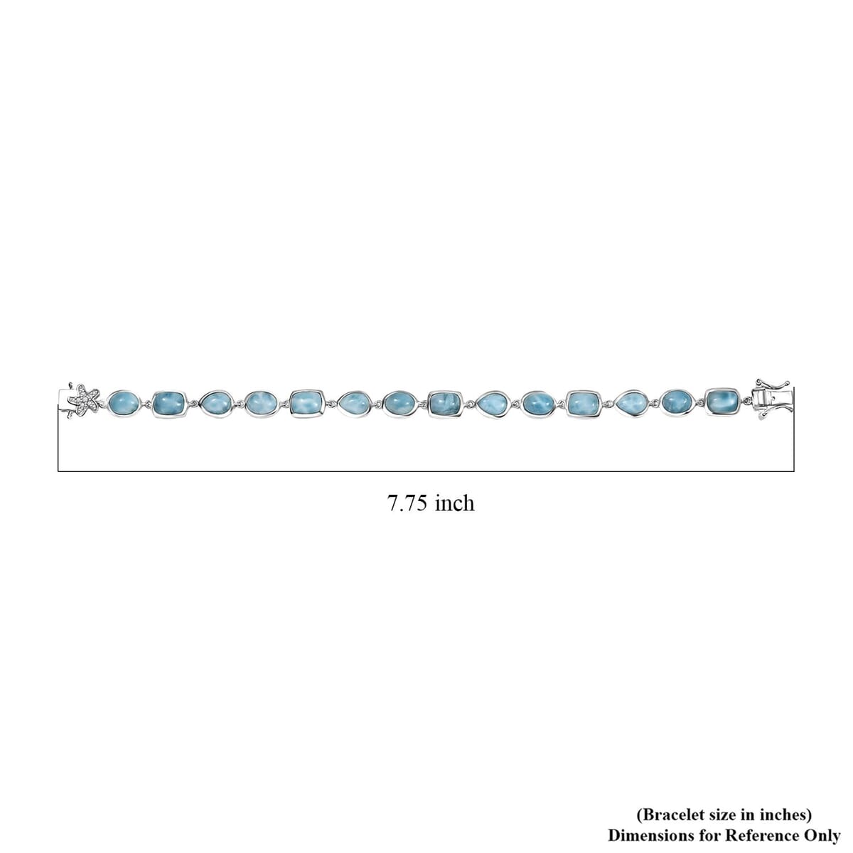 D’Joy Larimar and White Zircon 22.35 ctw Sea Star Embrace Bracelet in Rhodium Over Sterling Silver (7.25 In) image number 3