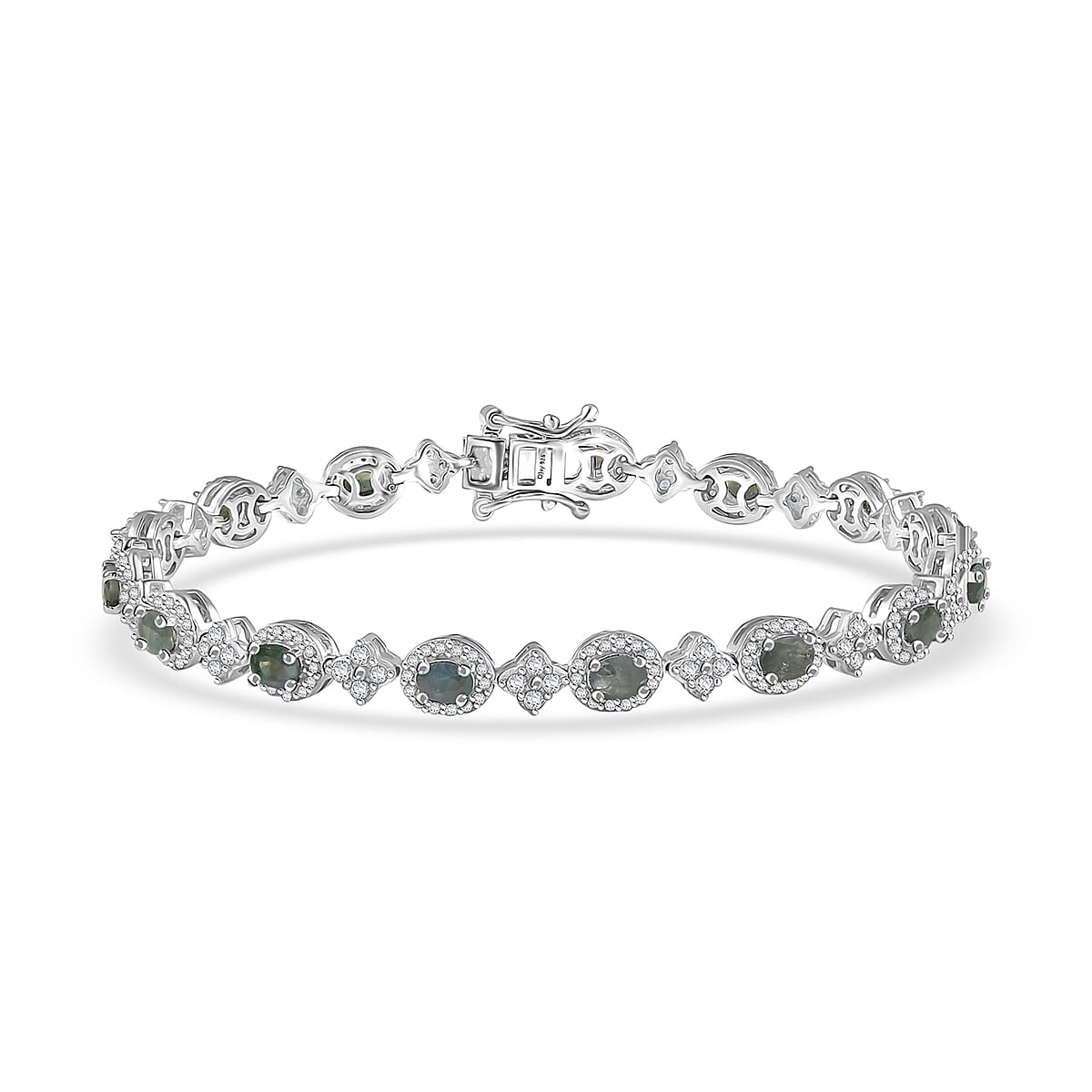 D'Joy Narsipatnam Alexandrite and White Zircon 5.30 ctw Mystic Flow Bracelet in Rhodium Over Sterling Silver (7.25 In) image number 0