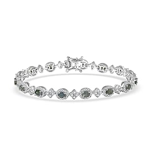 D'Joy Narsipatnam Alexandrite and White Zircon 5.30 ctw Mystic Flow Bracelet in Rhodium Over Sterling Silver (7.25 In)