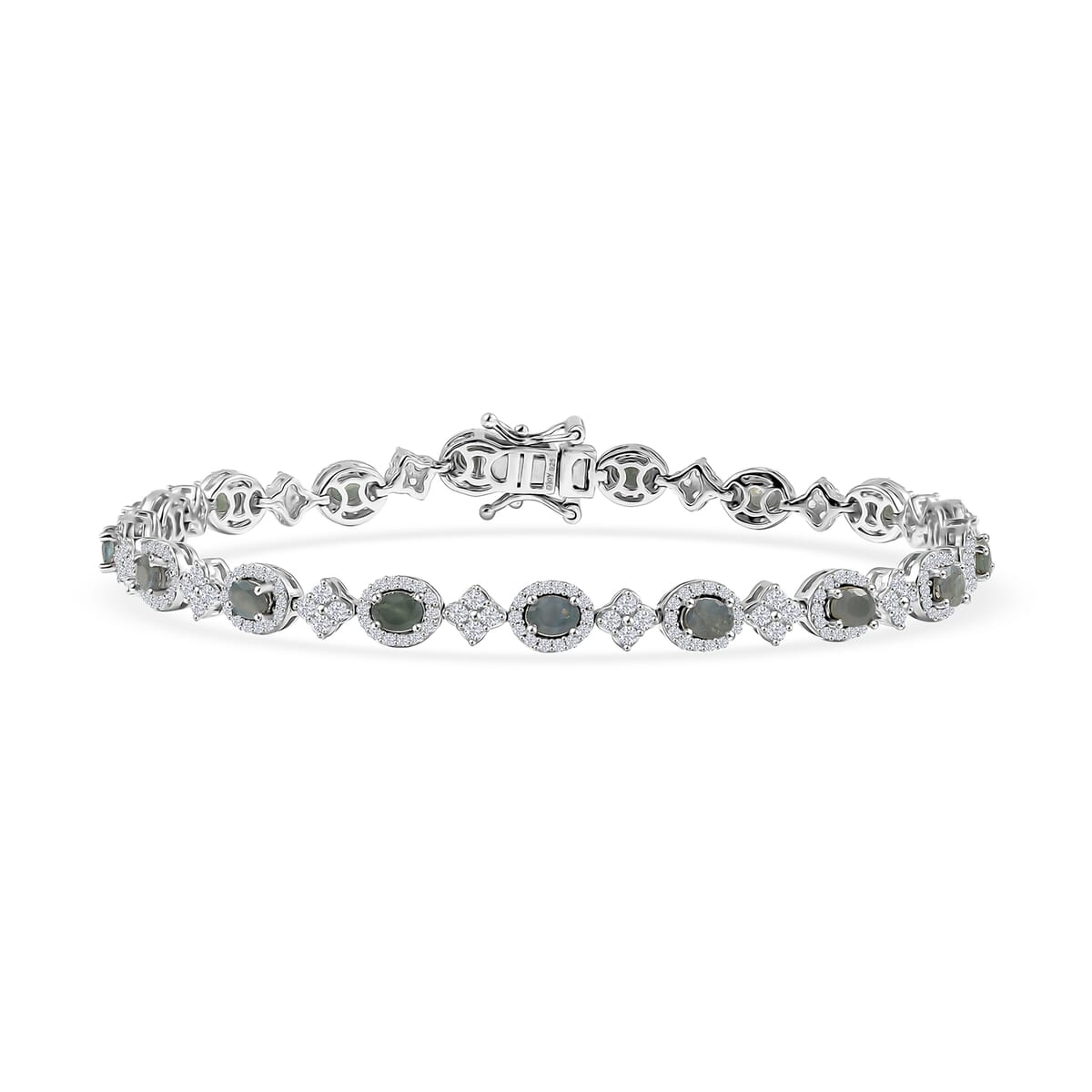 D’Joy Narsipatnam Alexandrite and White Zircon 5.90 ctw Bracelet in Rhodium Over Sterling Silver (8.00 In (8.00 In) image number 0