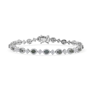 D’Joy Narsipatnam Alexandrite and White Zircon 5.90 ctw Mystic Flow Bracelet in Rhodium Over Sterling Silver (8.00 In (8.00 In)