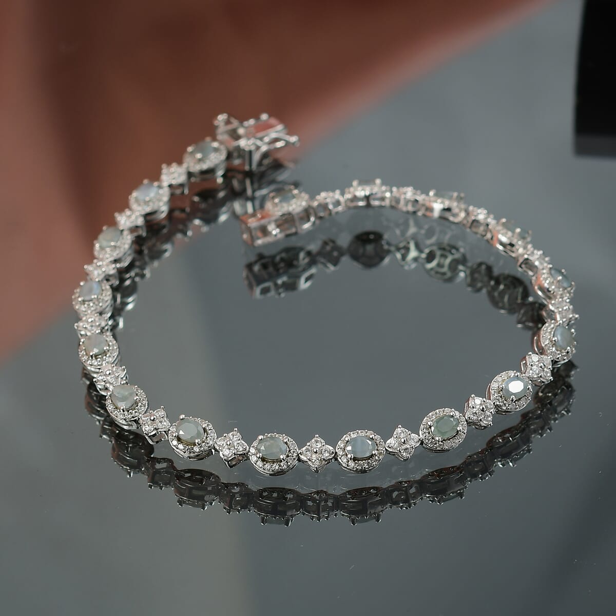 D’Joy Narsipatnam Alexandrite and White Zircon 5.90 ctw Bracelet in Rhodium Over Sterling Silver (8.00 In (8.00 In) image number 1