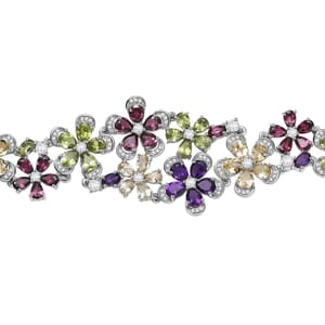 GP Italian Garden Collection Multi Gemstone 22.80 ctw Bracelet in Rhodium Over Sterling Silver (7.25 In)