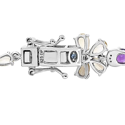 GP Italian Garden Collection Multi Gemstone 22.80 ctw Bracelet in Rhodium Over Sterling Silver (7.25 In)