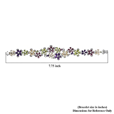 GP Italian Garden Collection Multi Gemstone 22.80 ctw Bracelet in Rhodium Over Sterling Silver (7.25 In)