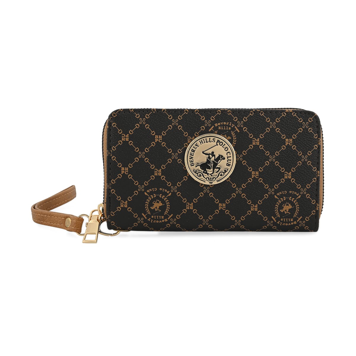 Beverly Hills Polo Club Brown Logo & Link Pattern Vegan Leather Wallet image number 0