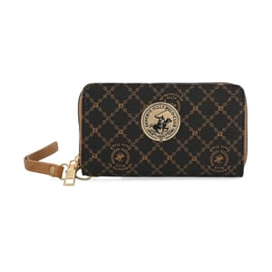 Beverly Hills Polo Club Brown Logo & Link Pattern Vegan Leather Wallet