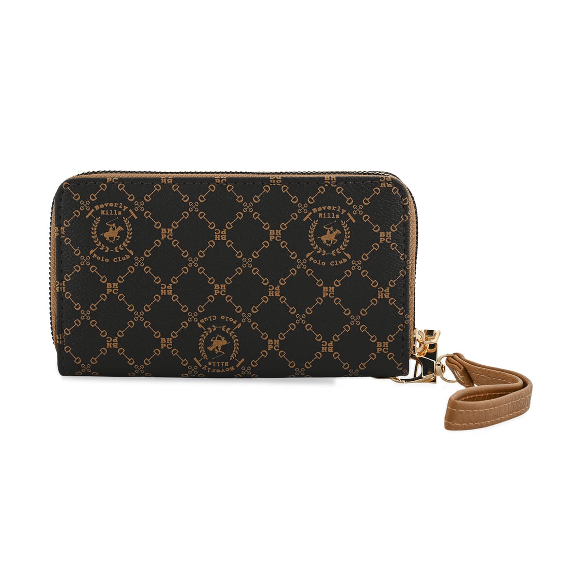Beverly Hills Polo Club Brown Logo & Link Pattern Vegan Leather Wallet image number 1