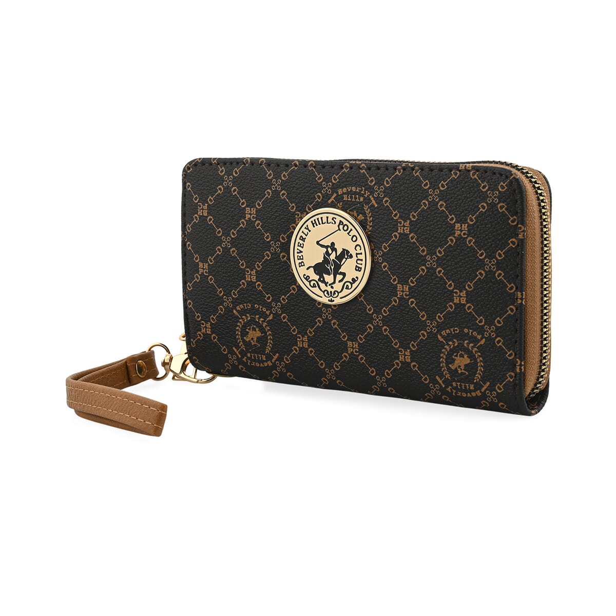 Beverly Hills Polo Club Brown Logo & Link Pattern Vegan Leather Wallet image number 2