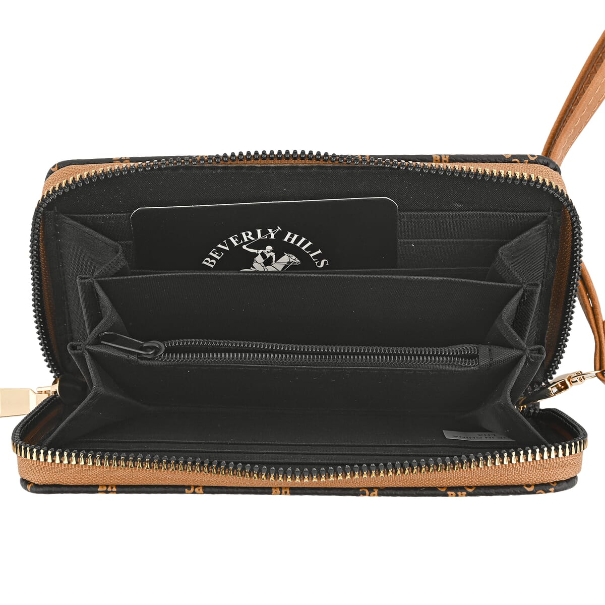 Beverly Hills Polo Club Brown Logo & Link Pattern Vegan Leather Wallet image number 5