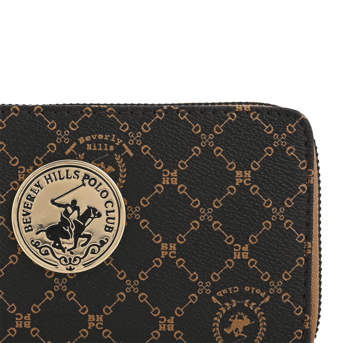 Beverly Hills Polo Club Brown Logo & Link Pattern Vegan Leather Wallet image number 6