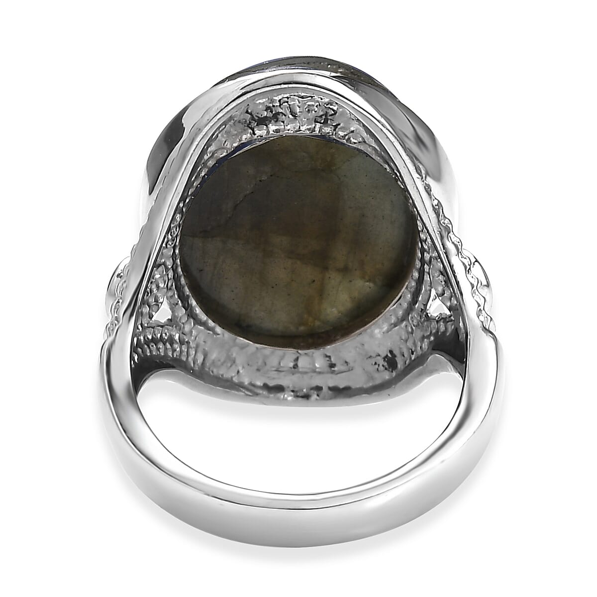 EverTrue Malagasy Labradorite 18.75 ctw Intricate Filigree Ring in Stainless Steel (Size 10.0) image number 4