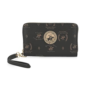 Beverly Hills Polo Club Black Logo Pattern Vegan Leather Wallet