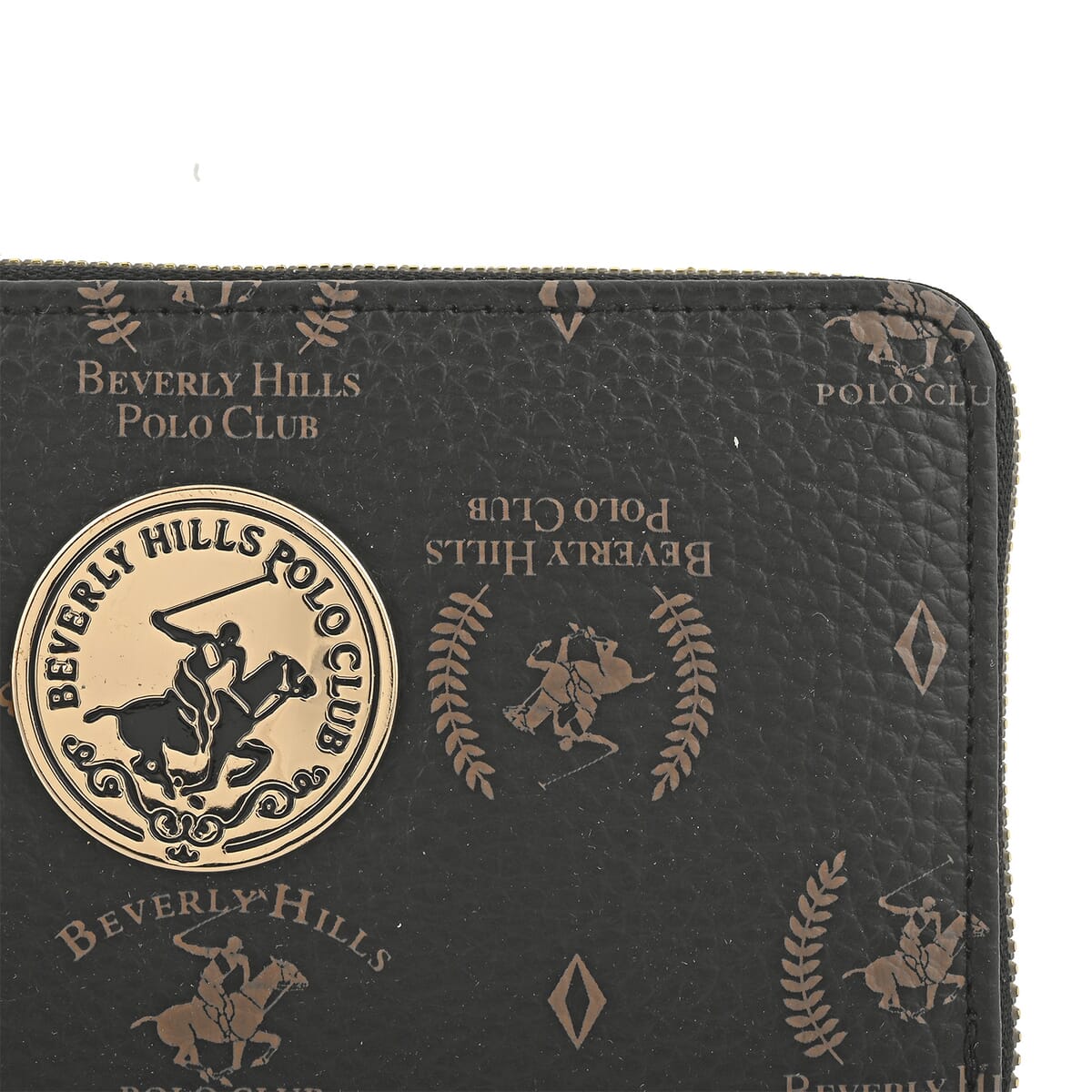 Beverly Hills Polo Club Black Logo Pattern Vegan Leather Wallet image number 6