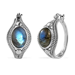 EverTrue Malagasy Labradorite 12.15 ctw Intricate Filigree Earrings in Stainless Steel
