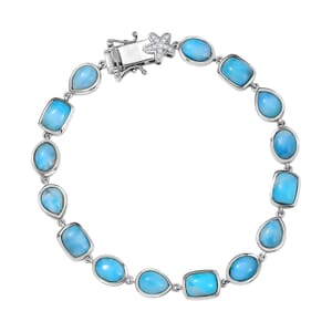 D’Joy Larimar and White Zircon 25.20 tw Sea Star Embrace Bracelet in Rhodium Over Sterling Silver (8.00 In)