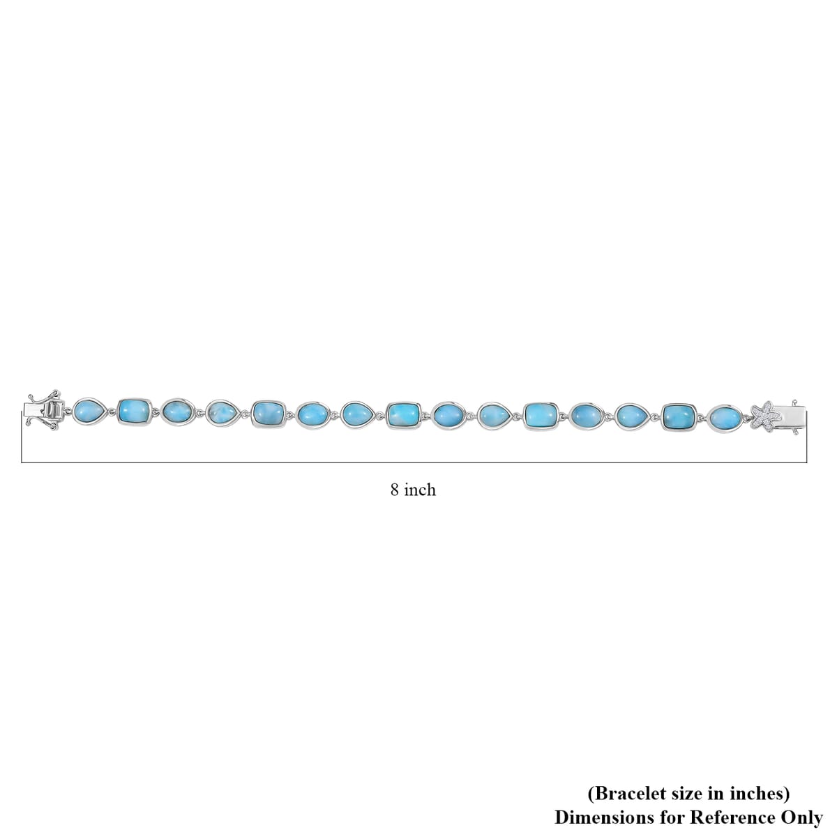 D’Joy Larimar and White Zircon 25.20 tw Sea Star Embrace Bracelet in Rhodium Over Sterling Silver (8.00 In) image number 4