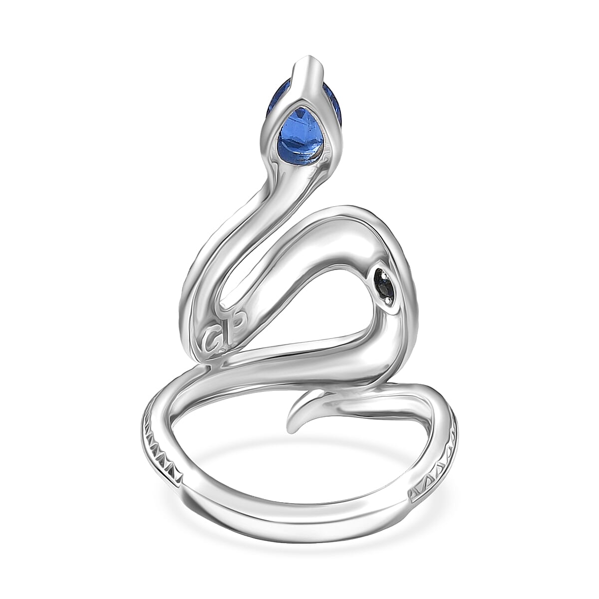 GP Trionfo Collection Kashmir Kyanite 1.00 ctw Serpent Ring in Rhodium Over Sterling Silver (Size 10.0)