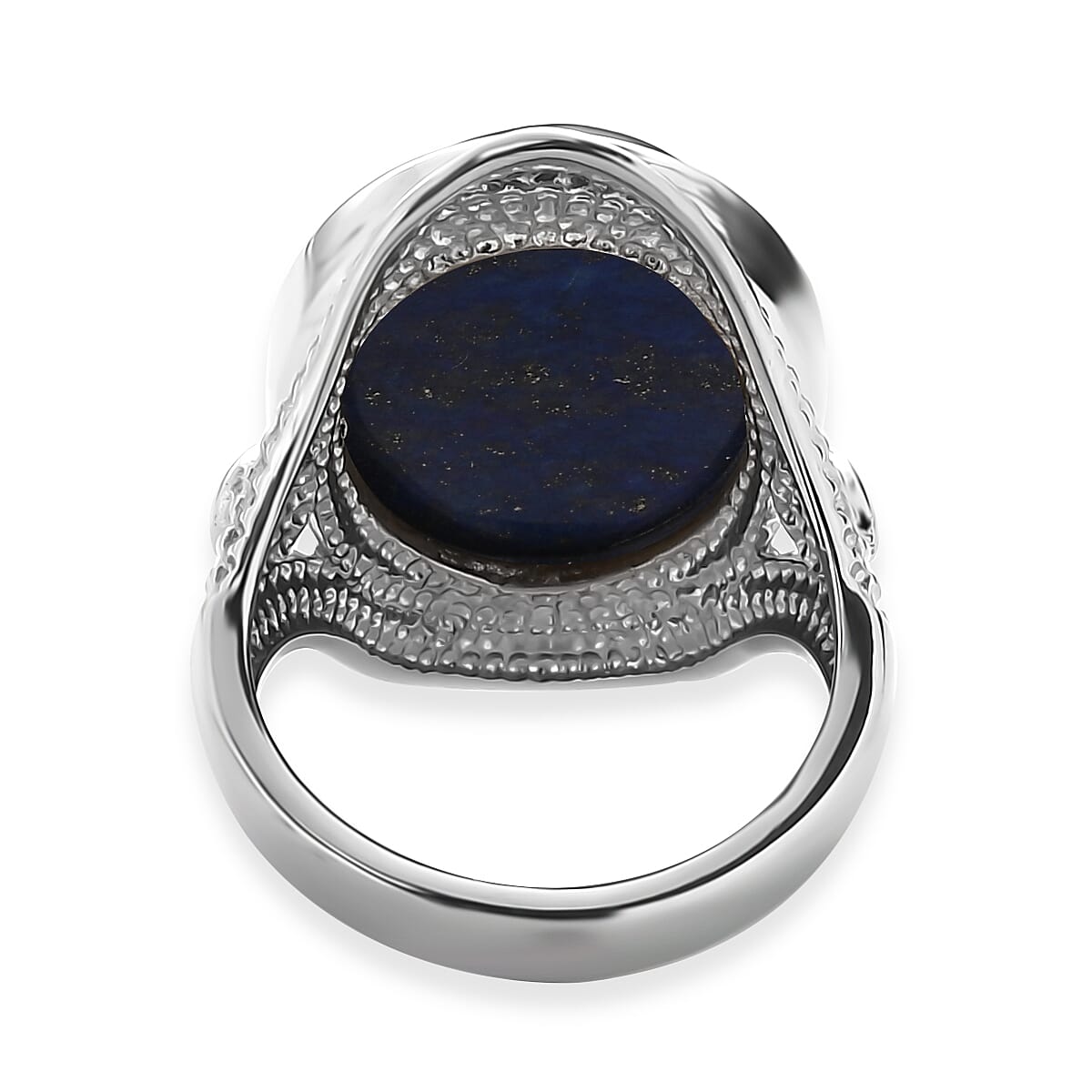 EverTrue Lapis Lazuli 16.80 ctw Intricate Filigree Ring in Stainless Steel (Size 7.0) image number 4