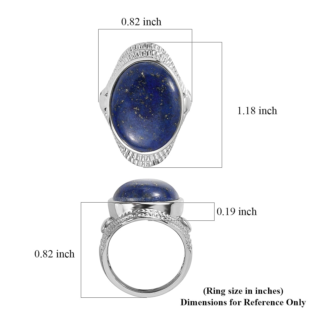 EverTrue Lapis Lazuli 16.80 ctw Intricate Filigree Ring in Stainless Steel (Size 7.0) image number 5