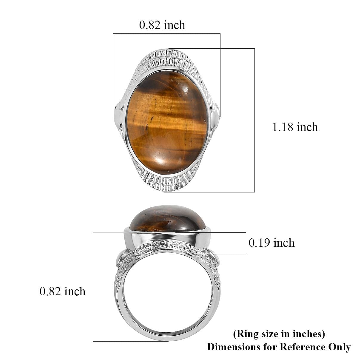 EverTrue Tigers Eye 17.15 ctw Intricate Filigree Ring in Stainless Steel (Size 7.0) image number 5