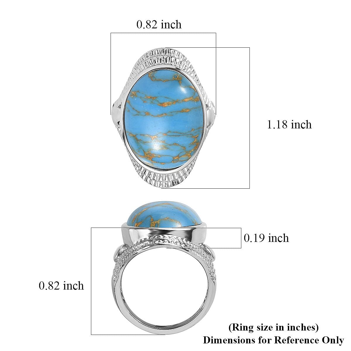 EverTrue African Mojave Blue Turquoise 12.50 ctw Intricate Filigree Ring in Stainless Steel (Size 7.0) image number 5