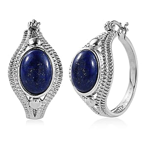 EverTrue Lapis Lazuli 14.65 ctw Hoop Earrings in Stainless Steel