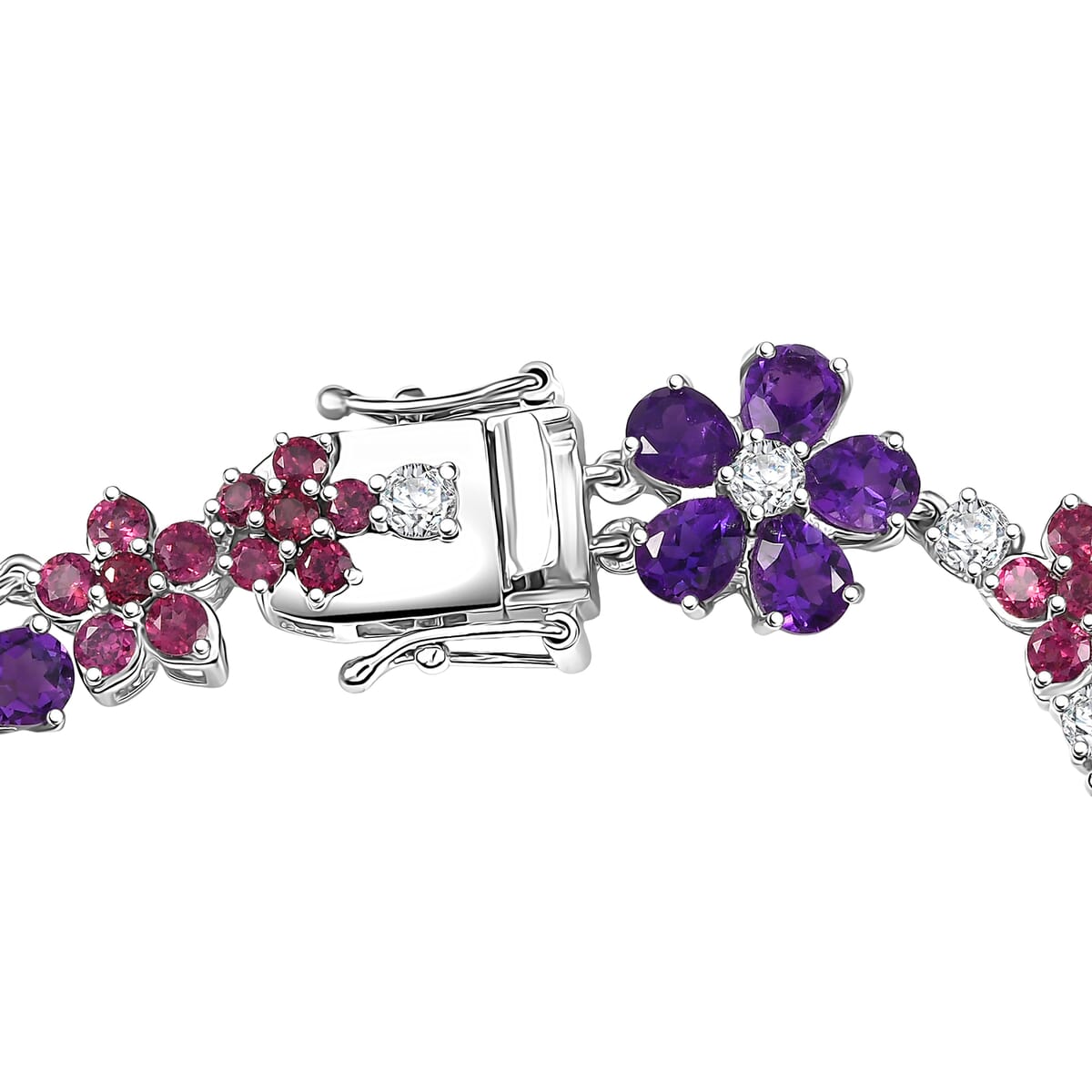 GP Italian Garden Collection Multi Gemstone 18.80 ctw Floral Bracelet in Rhodium Over Sterling Silver (7.25 In) image number 4