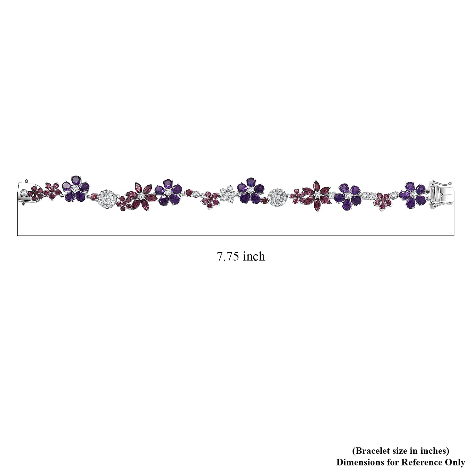 GP Italian Garden Collection Multi Gemstone 18.80 ctw Floral Bracelet in Rhodium Over Sterling Silver (7.25 In)