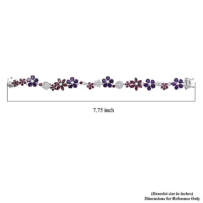 GP Italian Garden Collection Multi Gemstone 18.80 ctw Floral Bracelet in Rhodium Over Sterling Silver (7.25 In)
