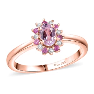 D'Joy Premium Martha Rocha Kunzite and Multi Gemstone 0.85 ctw Ever Bloom Ring in 18K Vermeil Rose Gold Over Sterling Silver (Size 10.0)
