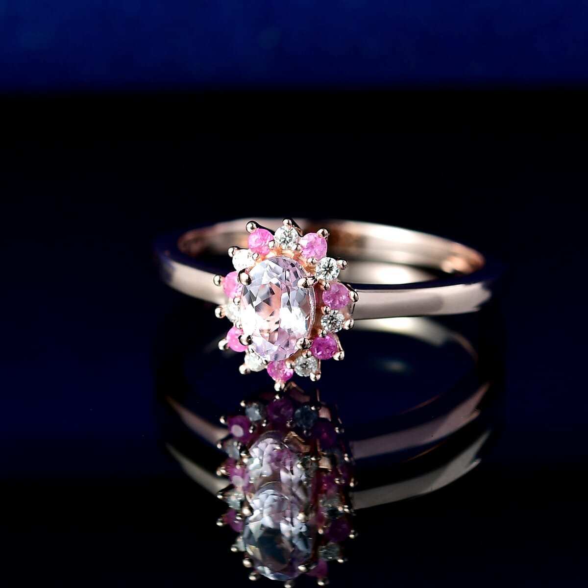 D'Joy Premium Martha Rocha Kunzite and Multi Gemstone 0.85 ctw Ring in 18K Vermeil Rose Gold Over Sterling Silver (Size 10.0) image number 1