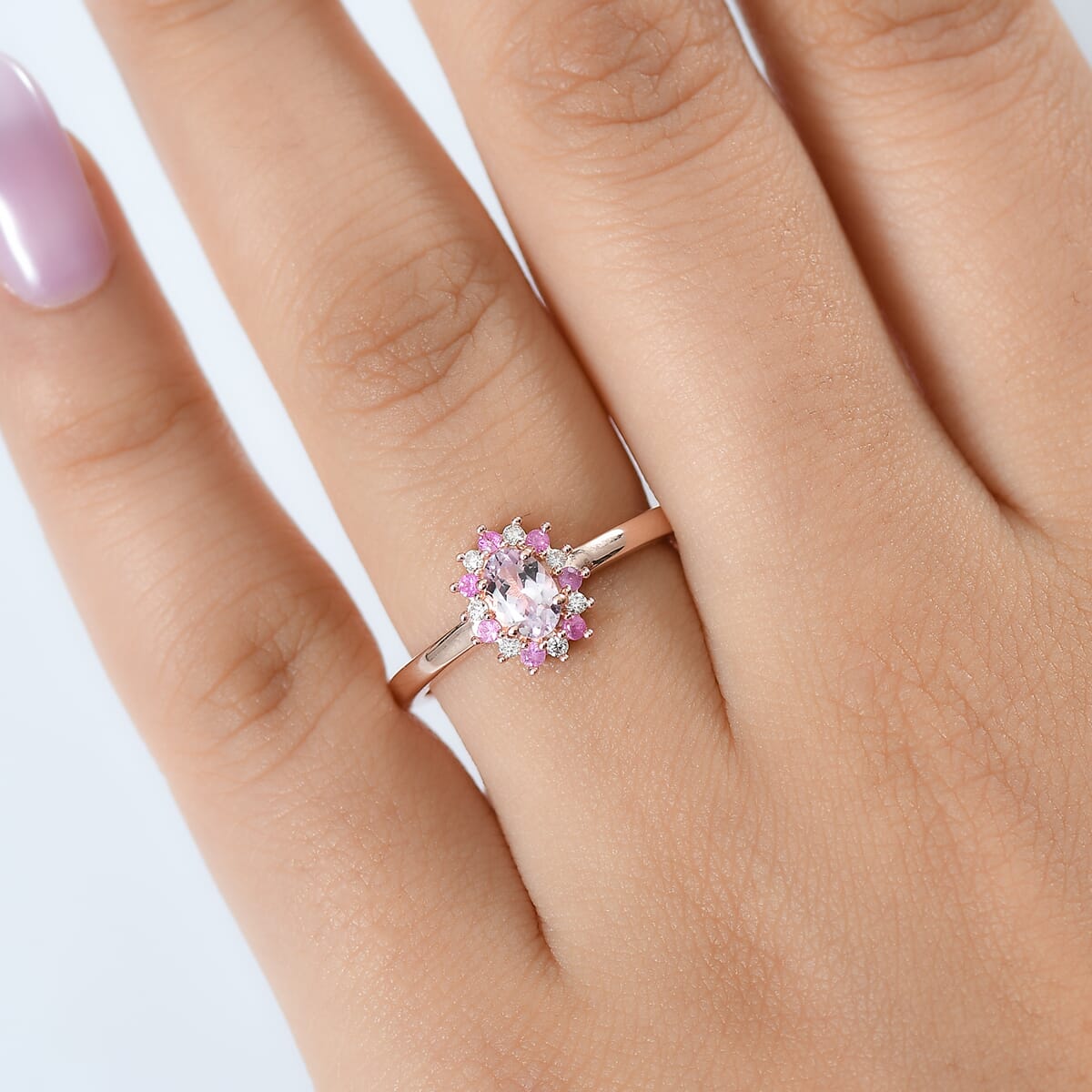 D'Joy Premium Martha Rocha Kunzite and Multi Gemstone 0.85 ctw Ring in 18K Vermeil Rose Gold Over Sterling Silver (Size 10.0) image number 2