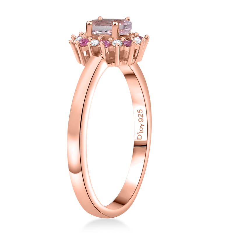 D'Joy Premium Martha Rocha Kunzite and Multi Gemstone 0.85 ctw Ever Bloom Ring in 18K Vermeil Rose Gold Over Sterling Silver (Size 10.0)