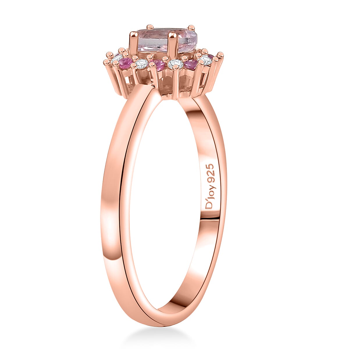 D'Joy Premium Martha Rocha Kunzite and Multi Gemstone 0.85 ctw Ever Bloom Ring in 18K Vermeil Rose Gold Over Sterling Silver (Size 7.0) image number 3