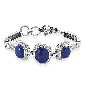 EverTrue Lapis Lazuli 21.15 ctw Intricate Filigree Bracelet in Stainless Steel (6.50-8.0In)