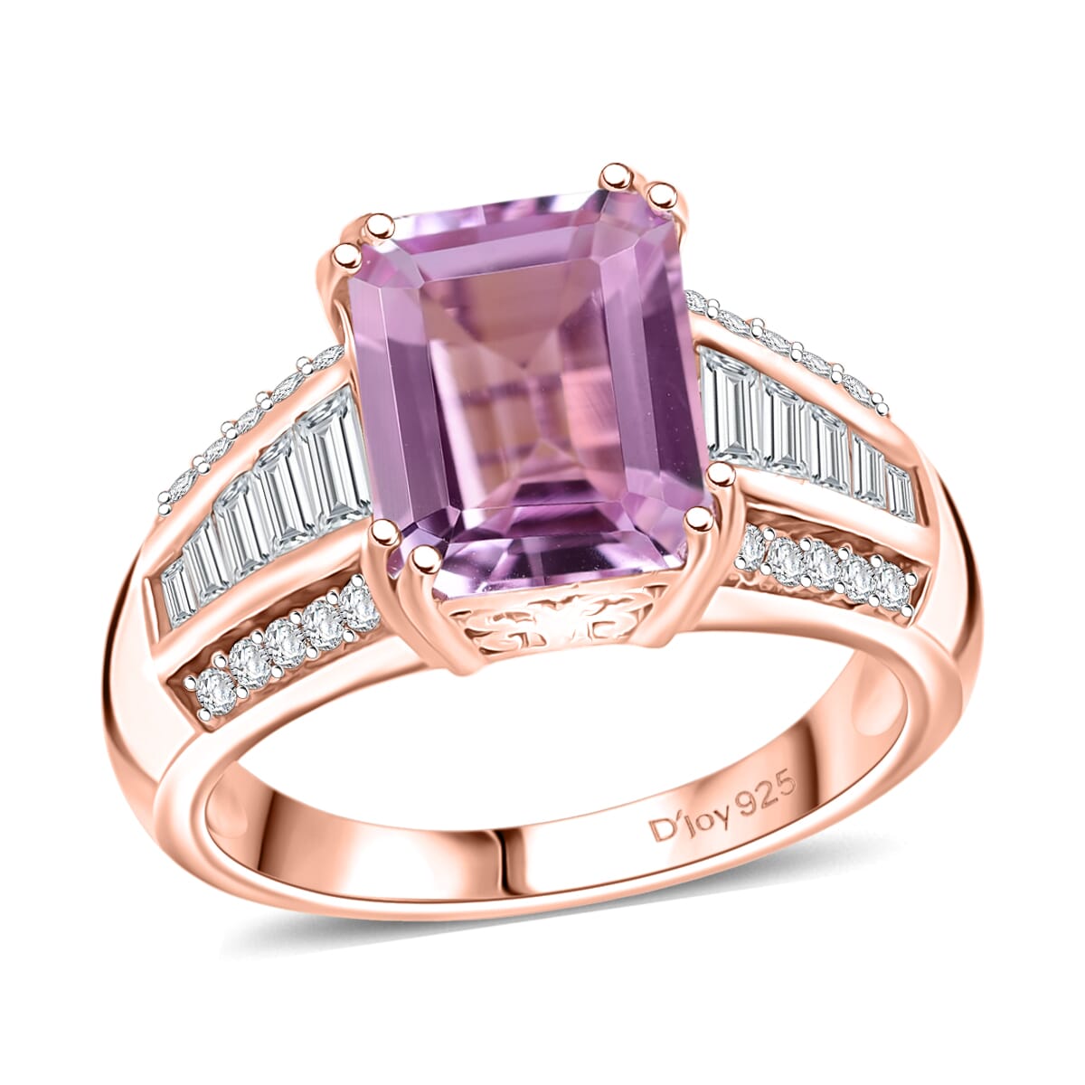 D'Joy Premium Martha Rocha Kunzite and Moissanite 5.10 ctw Ring in 18K Vermeil Rose Gold Over Sterling Silver (Size 9.0) image number 0