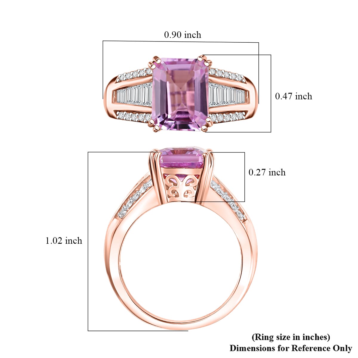 D'Joy Premium Martha Rocha Kunzite and Moissanite 5.10 ctw Ring in 18K Vermeil Rose Gold Over Sterling Silver (Size 9.0) image number 5